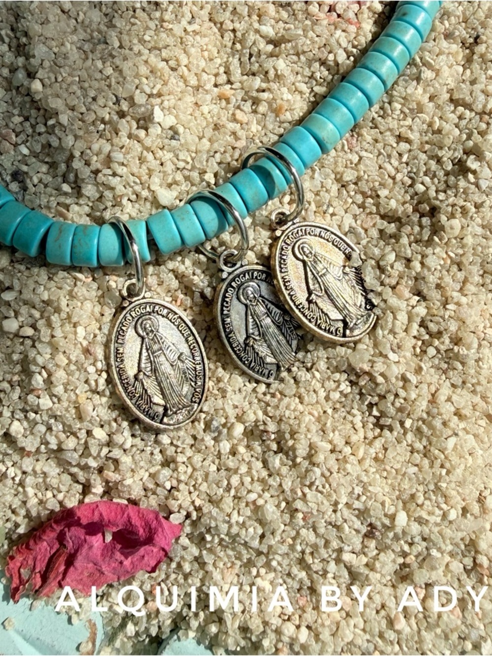 SAN BENITOS +!Turquoise and Silver charms Necklace